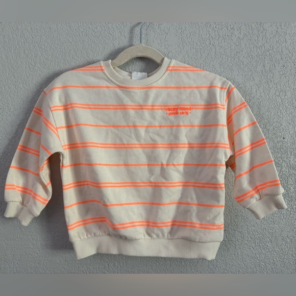 Zara Kids Cream and Orange Striped sweatshirt 2T - Picture 4 of 5